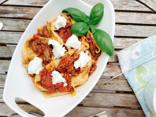Slow-Braised Beef Pappardelle with Goat Cheese